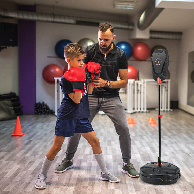 Kids Inflation-Free Boxing set with Punching Bag and Boxing Gloves Quick Rebound Design for 5+ Years Old Kids