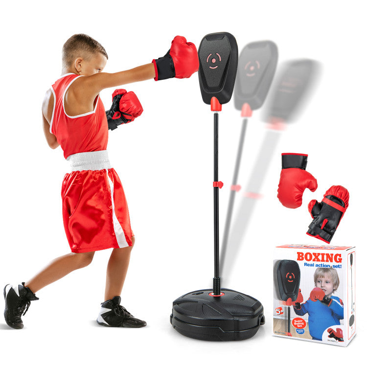 Kids Inflation-Free Boxing set with Punching Bag and Boxing Gloves Quick Rebound Design for 5+ Years Old Kids