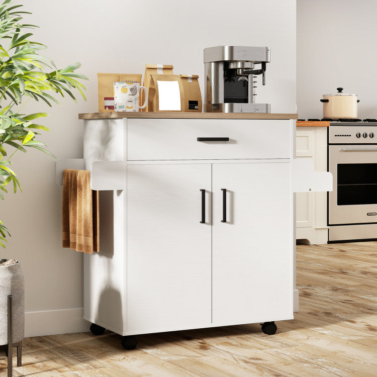 Modern Kitchen Island Cart Rolling Kitchen Storage Island with Drawer