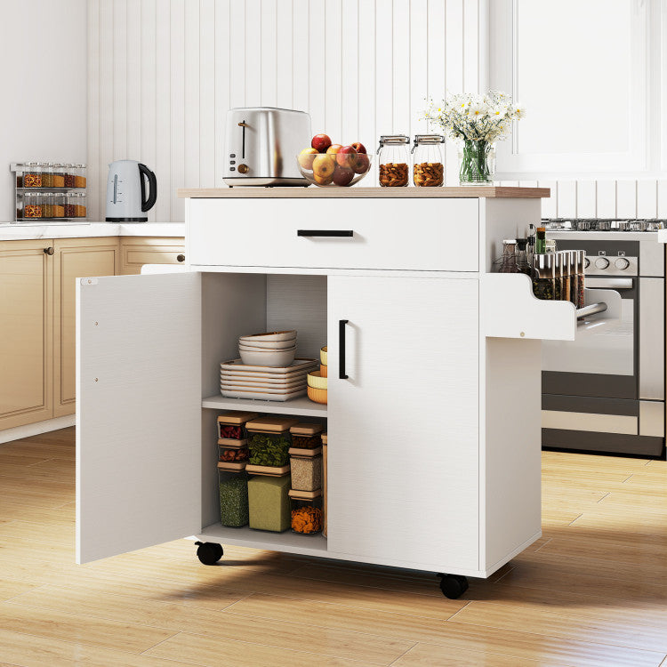 Modern Kitchen Island Cart Rolling Kitchen Storage Island with Drawer