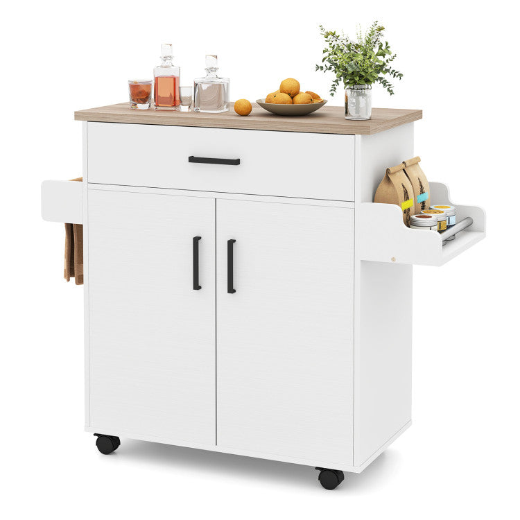 Modern Kitchen Island Cart Rolling Kitchen Storage Island with Drawer