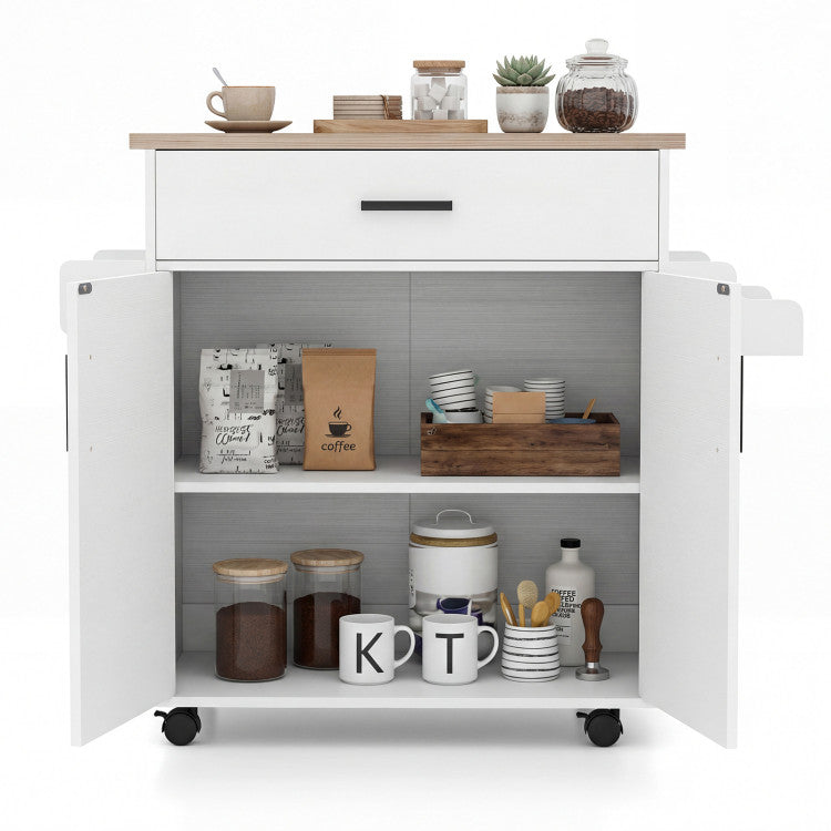 Modern Kitchen Island Cart Rolling Kitchen Storage Island with Drawer