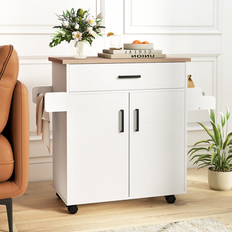 Modern Kitchen Island Cart Rolling Kitchen Storage Island with Drawer