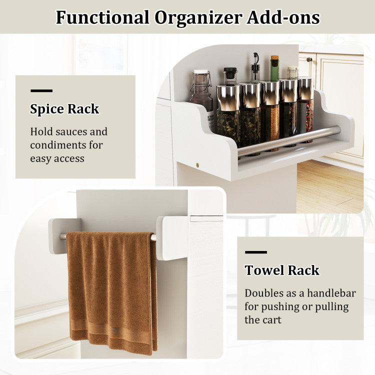 Modern Kitchen Island Cart Rolling Kitchen Storage Island with Drawer