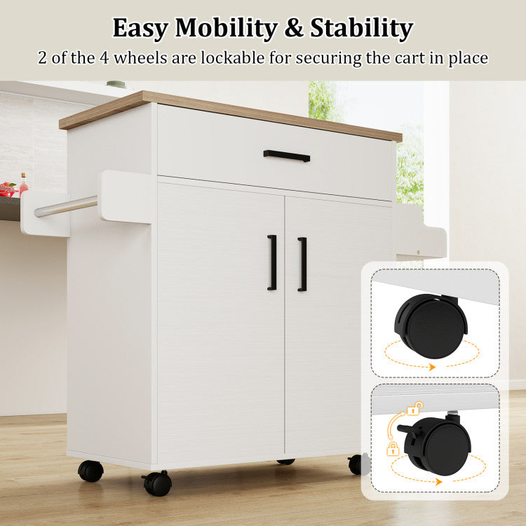 Modern Kitchen Island Cart Rolling Kitchen Storage Island with Drawer