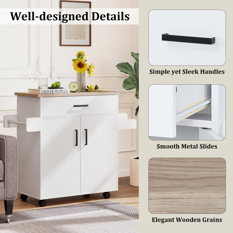 Modern Kitchen Island Cart Rolling Kitchen Storage Island with Drawer