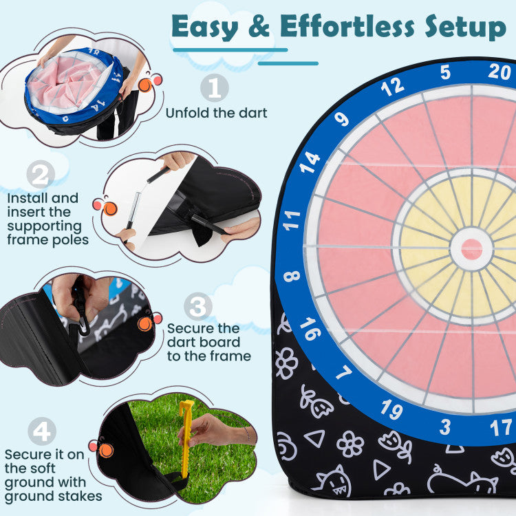 Outdoor Sport Game Large Dart Board for Kids with 4 Kick Balls