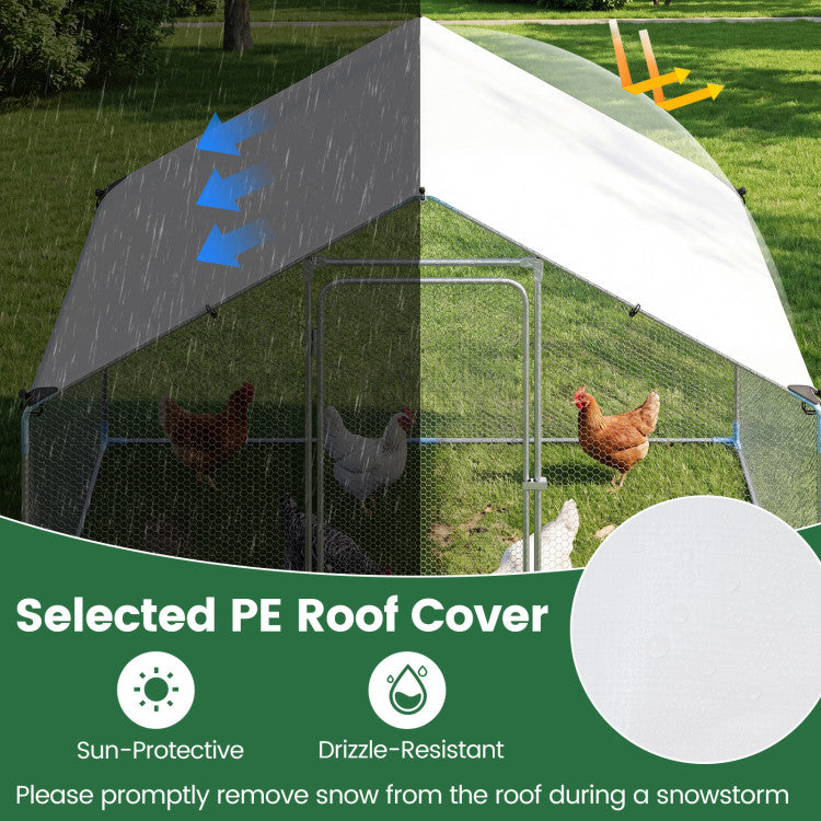 New Outdoor 9.8 x 6.7  Feet Large Metal Chicken Coop with Waterproof Cover