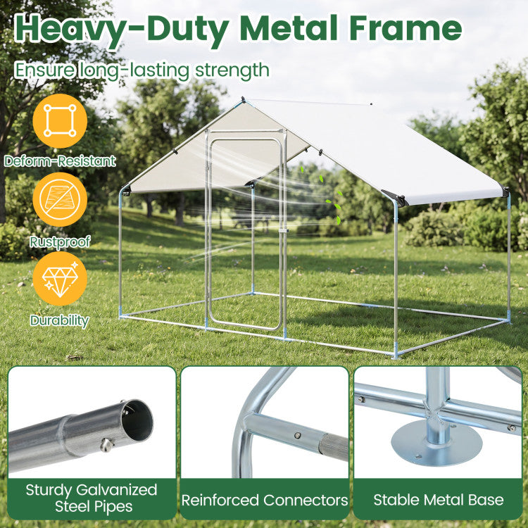 New Outdoor 9.8 x 6.7  Feet Large Metal Chicken Coop with Waterproof Cover