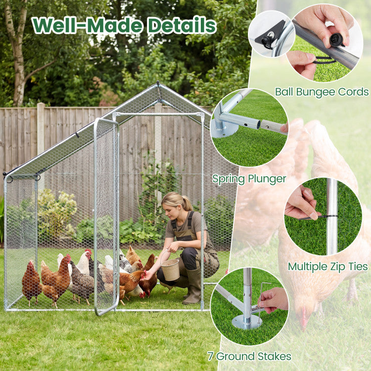 New Outdoor 9.8 x 6.7  Feet Large Metal Chicken Coop with Waterproof Cover