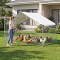 New Outdoor 9.8 x 6.7  Feet Large Metal Chicken Coop with Waterproof Cover