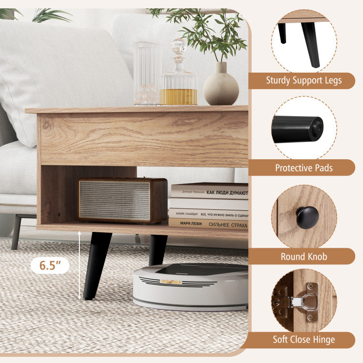 Home Lift Top Coffee Table with Storage and Hidden Compartment