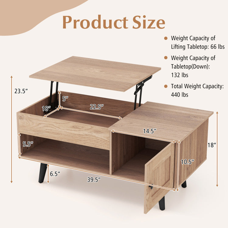 Home Lift Top Coffee Table with Storage and Hidden Compartment