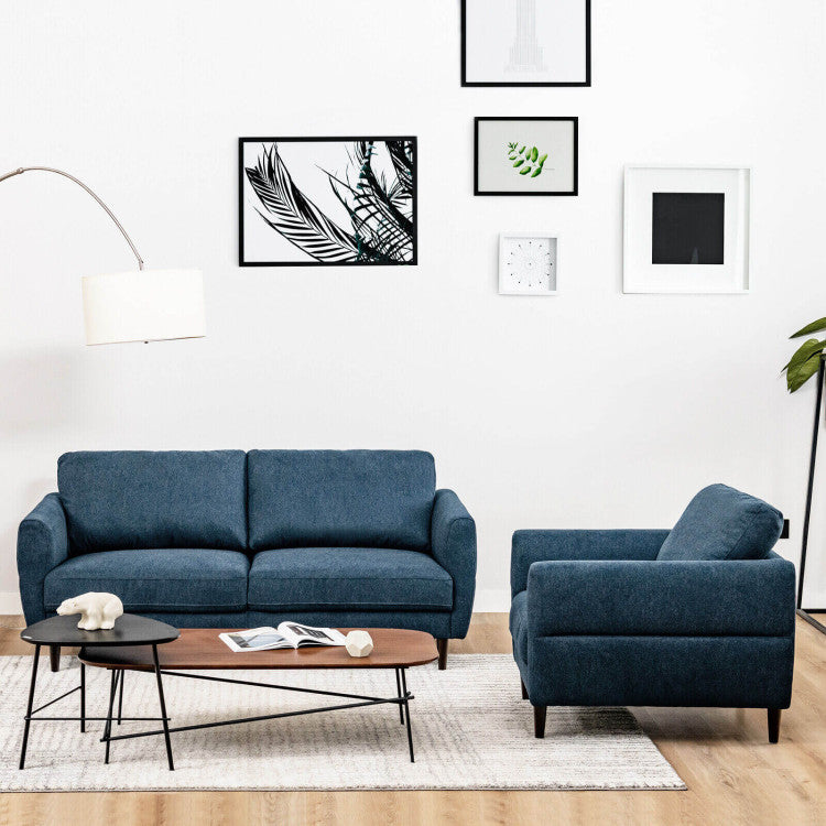 Home 2 Pieces Modern Upholstered Sofa Set with Removable Cushion Covers
