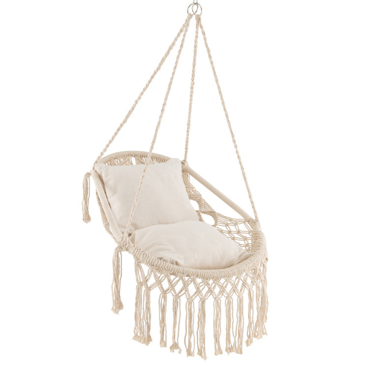 Outdoor Hanging Hammock Chair with Soft Seat Cushions and Sturdy Rope Chain