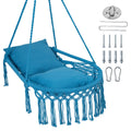 Outdoor Macrame Swing Chair Hammock Chair with 2 Removable Cushions