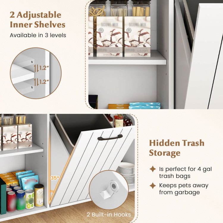 Modern Mobile Kitchen Island Table with Trash Bag Storage for Dining Room