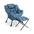 Home Modern Accent Sofa Chair with Folding Footrest and Side Pocket