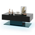 Home Modern LED Coffee Table with 20 Color LED Lights and 2 Storage Drawers