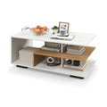 Home Rectangular Coffee Table with L-shaped Middle Shelf