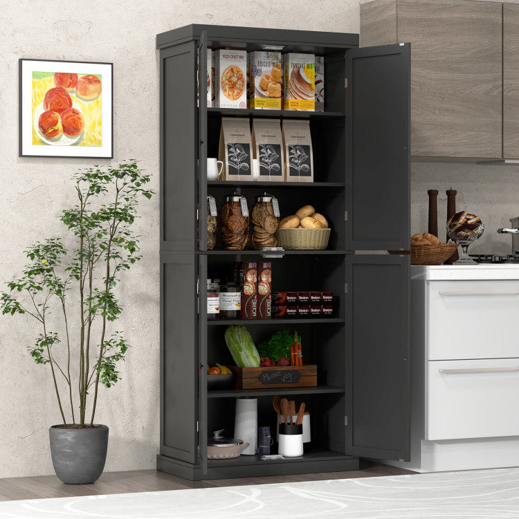 Home 72.5 Inches Tall Pantry Cabinet with 6-Tier Shelves and 4 Doors