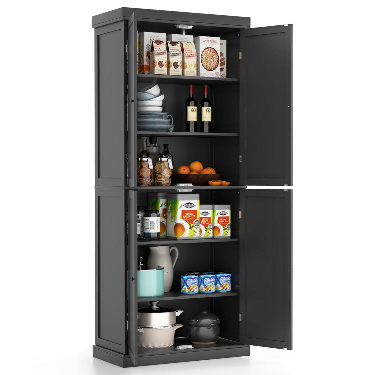 Home 72.5 Inches Tall Pantry Cabinet with 6-Tier Shelves and 4 Doors