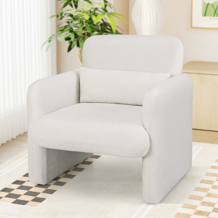 Home Modern Upholstered Chenille Accent Chair with Removable Lumbar Pillow