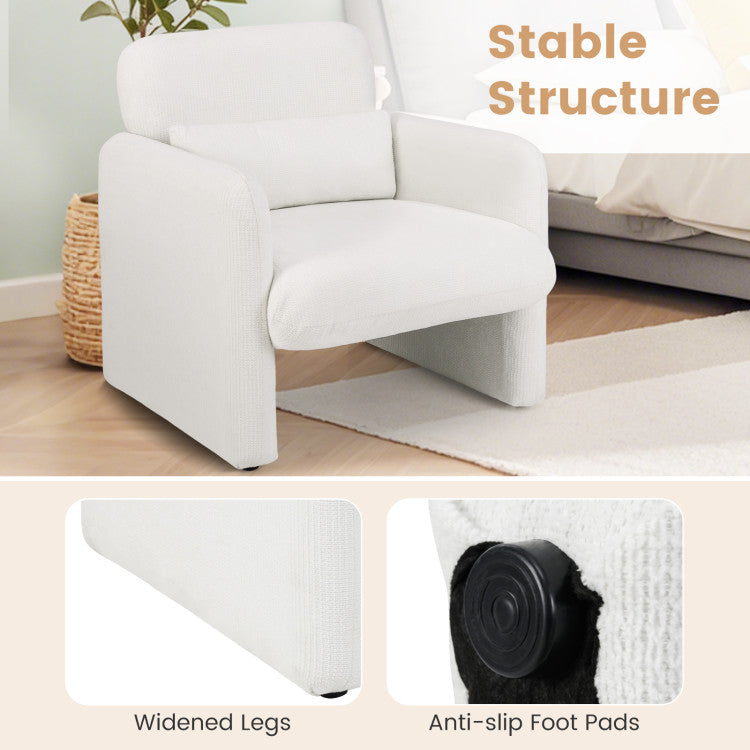 Home Modern Upholstered Chenille Accent Chair with Removable Lumbar Pillow