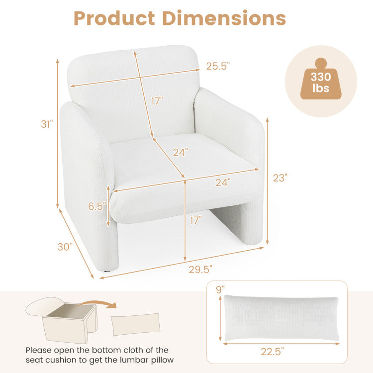 Home Modern Upholstered Chenille Accent Chair with Removable Lumbar Pillow