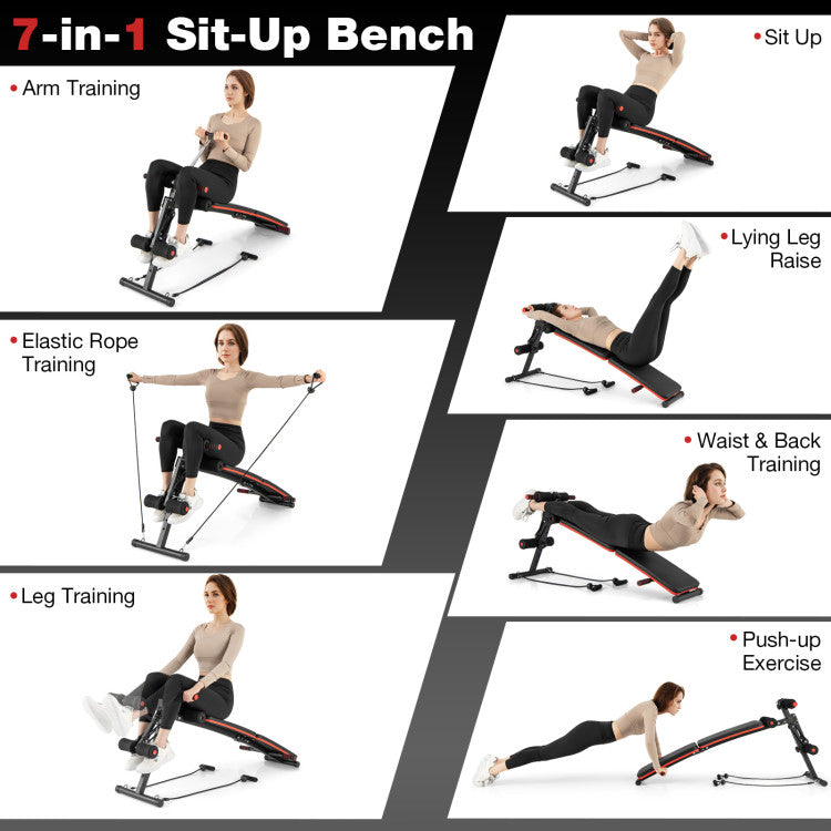 Fitness Multifunctional Sit up Bench 4 Position Adjustable Metal Workout Bench