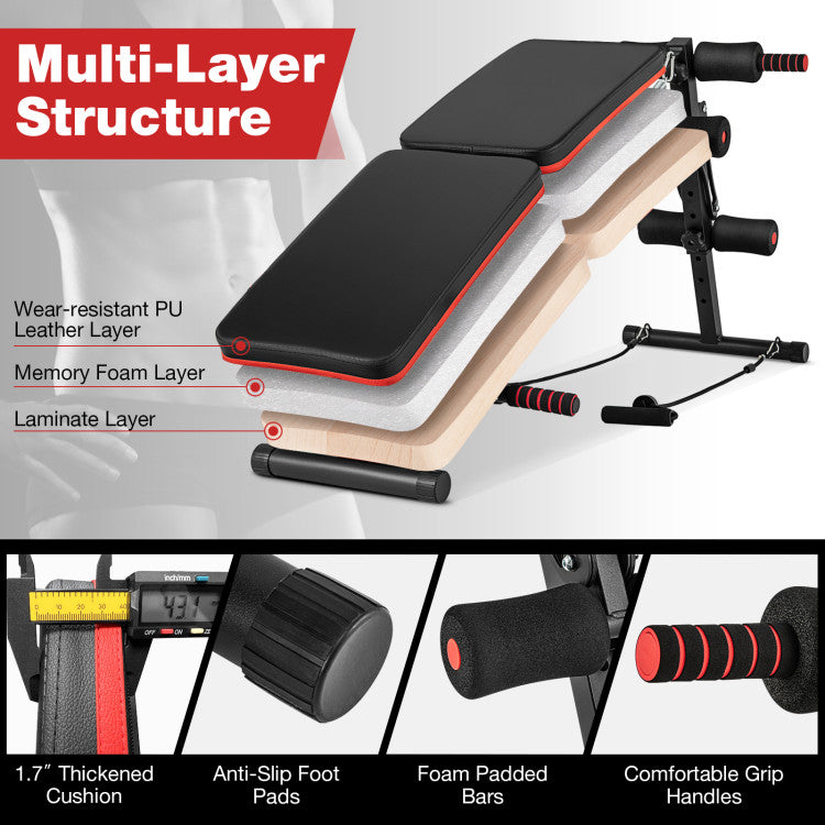 Fitness Multifunctional Sit up Bench 4 Position Adjustable Metal Workout Bench