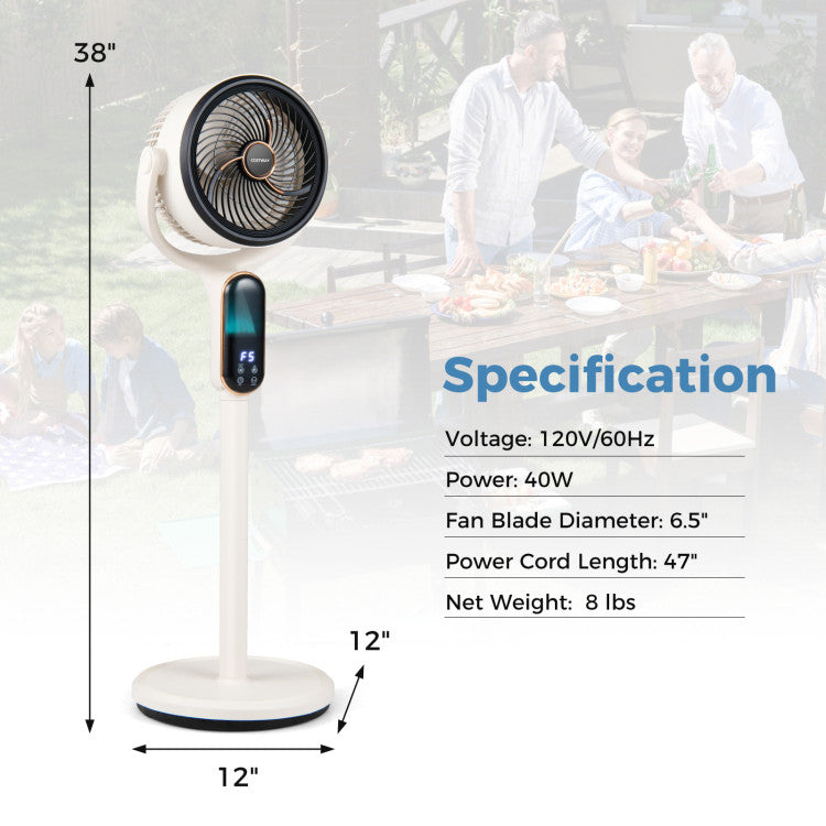 Applianace Oscillating Pedestal Fan with 8 Speeds Remote and 12H Timer