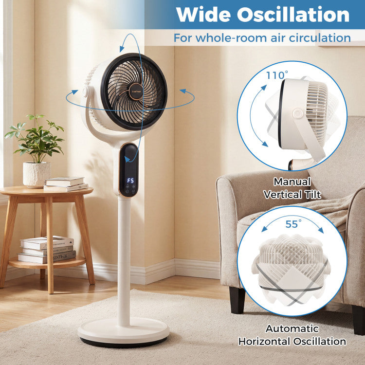 Applianace Oscillating Pedestal Fan with 8 Speeds Remote and 12H Timer