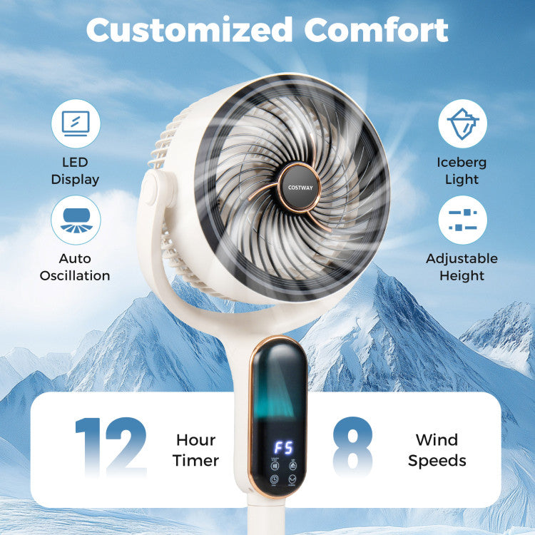 Applianace Oscillating Pedestal Fan with 8 Speeds Remote and 12H Timer