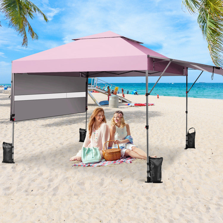 Outdoor 10 x 17.6 Feet Outdoor Instant Pop-up Canopy Tent with Dual Half Awnings