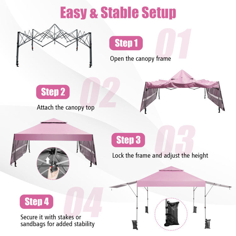 Outdoor 10 x 17.6 Feet Outdoor Instant Pop-up Canopy Tent with Dual Half Awnings
