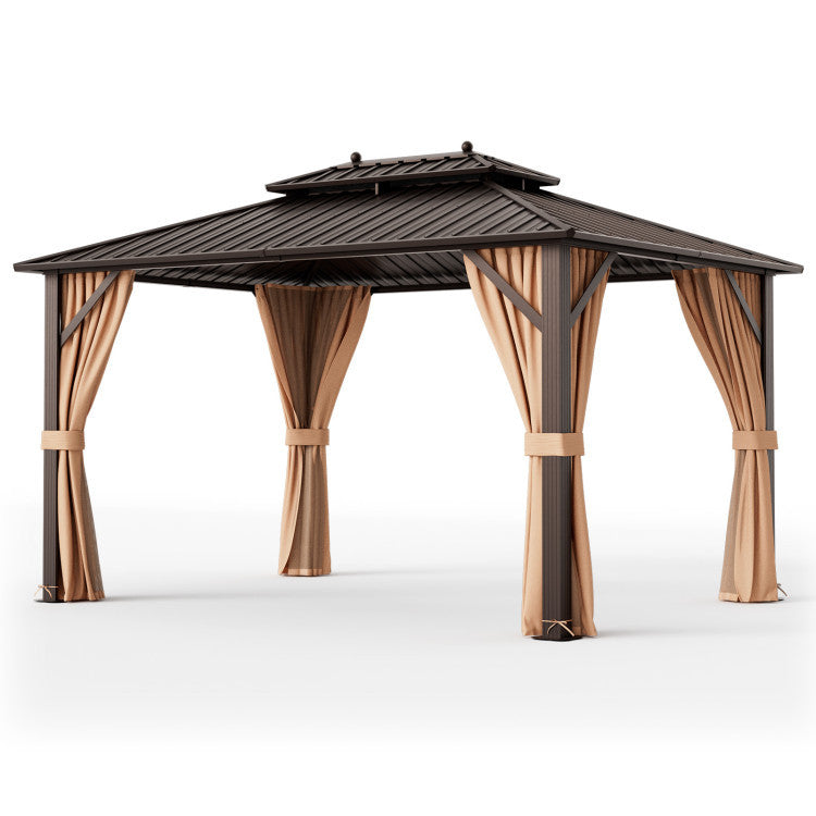 New Outdoor Oasis Ultimate Combo: All-Weather 7 Pcs Rattan Seating Set with 10x13 FT Hardtop Gazebo Shelter