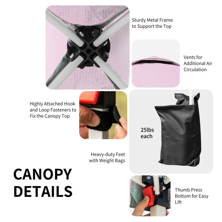 Outdoor 6.6 x 6.6 Feet Outdoor Pop-up Canopy Tent with Roller Bag