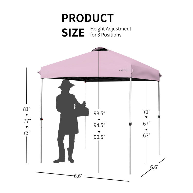 Outdoor 6.6 x 6.6 Feet Outdoor Pop-up Canopy Tent with Roller Bag