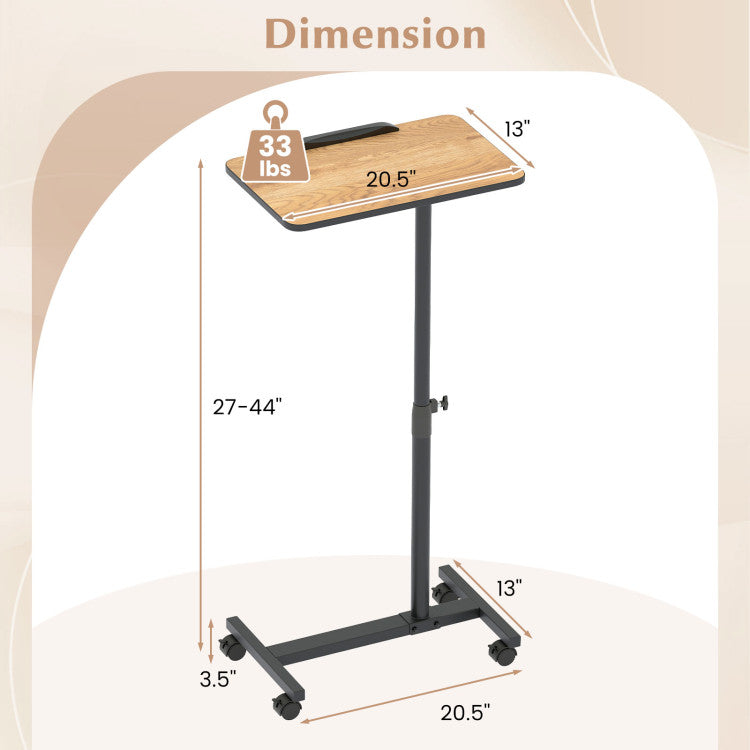 Modern Over Bed Food Tray Small Rolling Computer Table