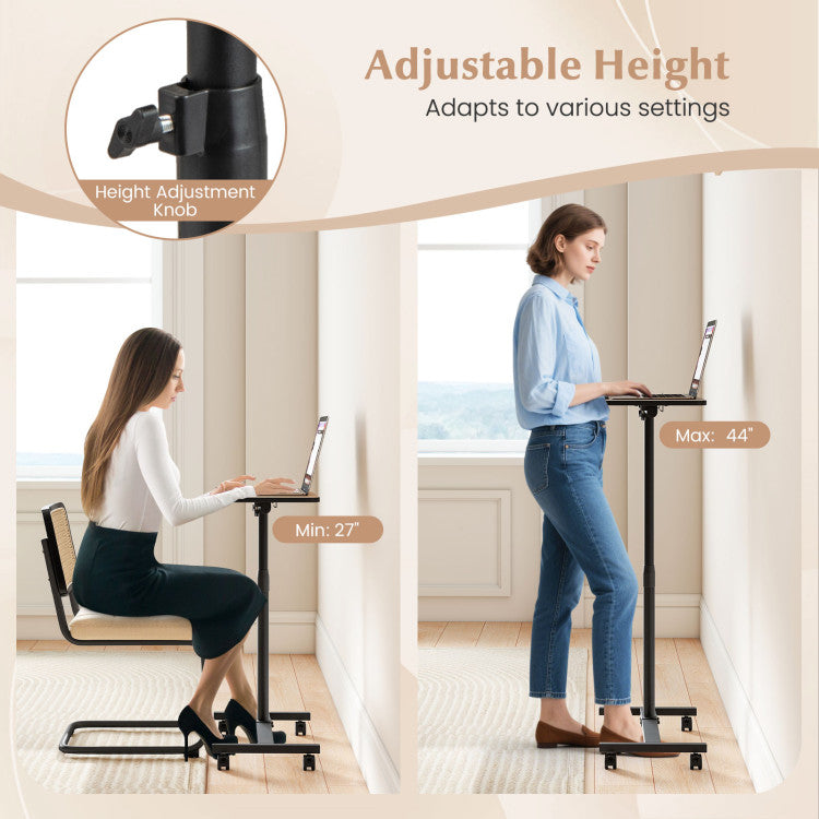 Modern Over Bed Food Tray Small Rolling Computer Table