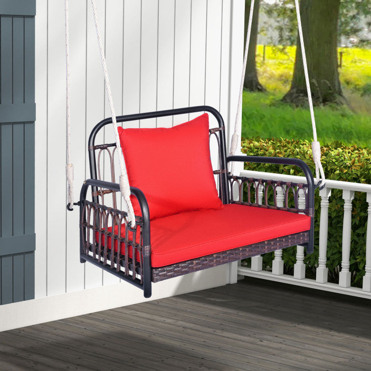 Outdoor Patio Rattan Porch Swing Hammock Chair with Seat Cushion