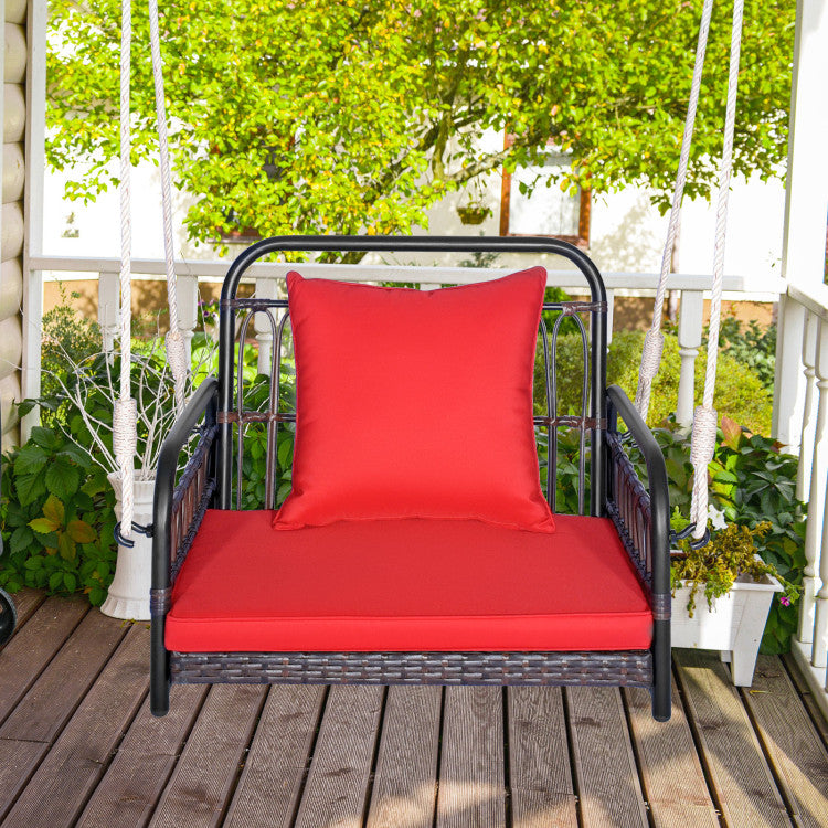 Outdoor Patio Rattan Porch Swing Hammock Chair with Seat Cushion