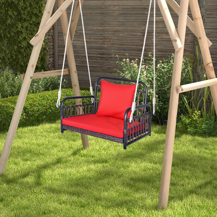 Outdoor Patio Rattan Porch Swing Hammock Chair with Seat Cushion