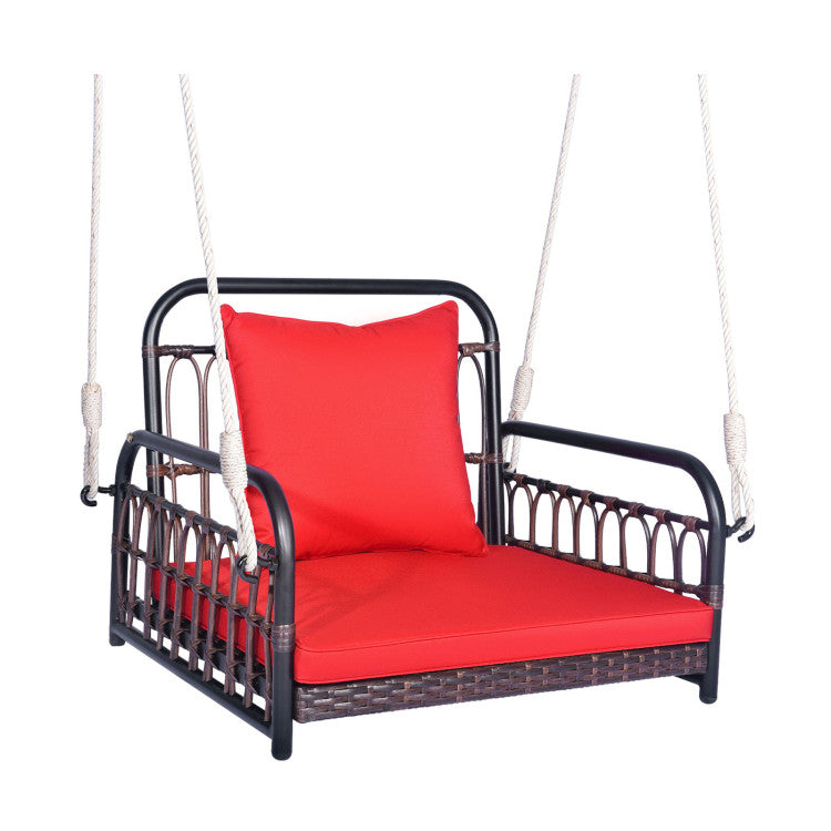 Outdoor Patio Rattan Porch Swing Hammock Chair with Seat Cushion