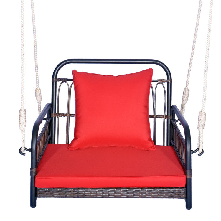 Outdoor Patio Rattan Porch Swing Hammock Chair with Seat Cushion