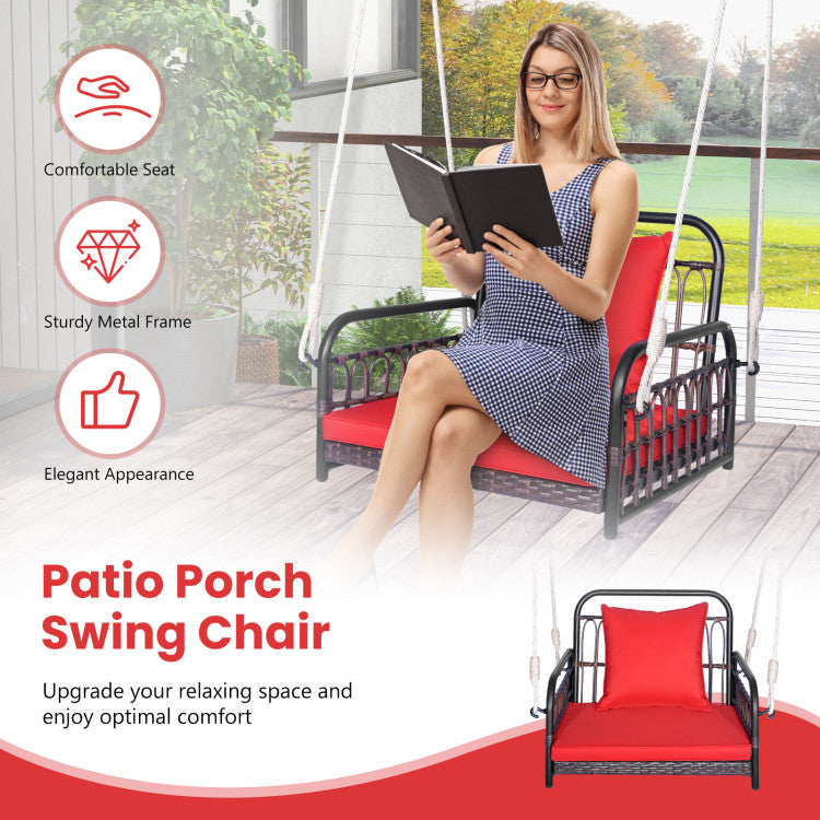 Outdoor Patio Rattan Porch Swing Hammock Chair with Seat Cushion
