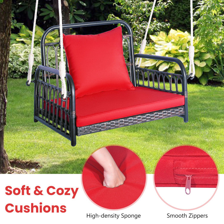 Outdoor Patio Rattan Porch Swing Hammock Chair with Seat Cushion