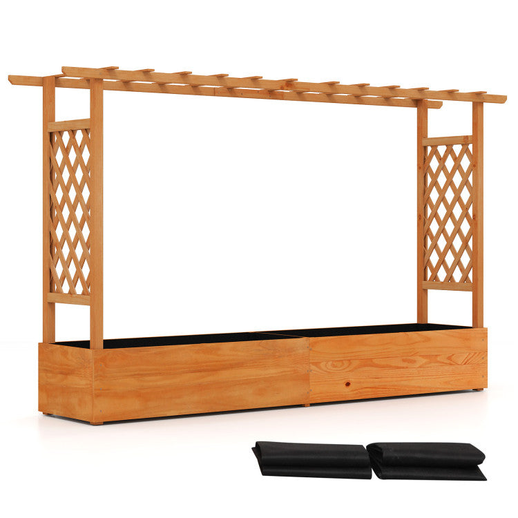 Outdoor Raised Garden Bed Planter Box with Lattice Trellis Drainage Holes