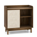 Home Rattan Buffet Sideboard Mid Century Floor Storage Cabinet with Sliding Door and Adjustable Shelves